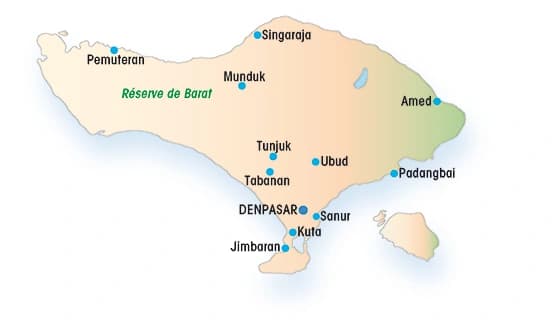 Circuit à Bali : Nature, Farniente et Culture. — Carte du circuit