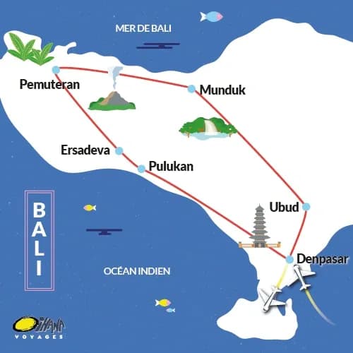 Au Cœur de Bali. — Carte du circuit