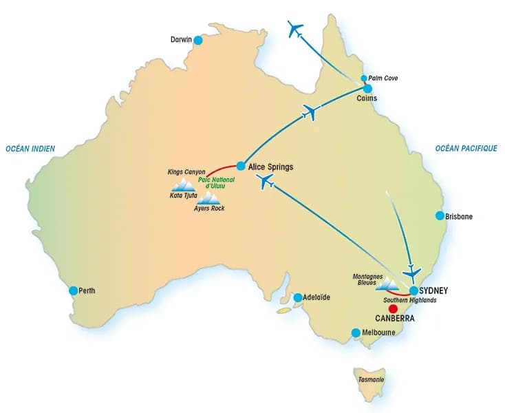 L'Australie à nous deux. — Carte du circuit