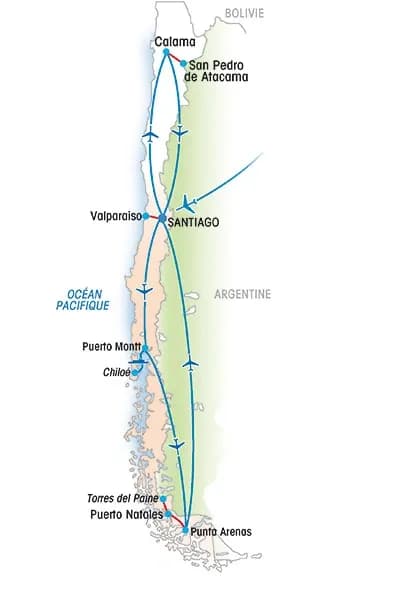 Circuit autotour au Chili. — Carte du circuit