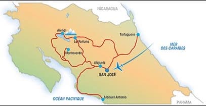 Autotour Costa Rica. — Carte du circuit